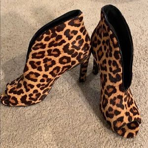 LEOPARD MOHAIR Leather BOOTIES- NWOT